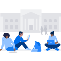 University students sitting on the grass