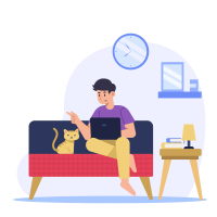Work in The Bedroom with a Cat